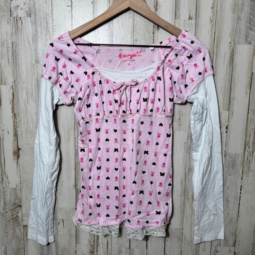 Vintage Y2K Energie Skull Grunge Long Sleeve Punk Womens